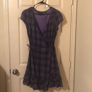 Purple converse plaid wrap dress size XL -like new